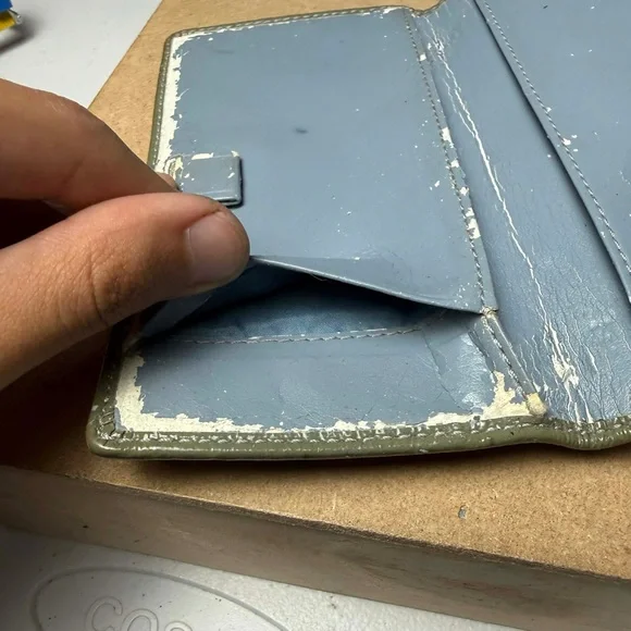 Vintage Coach Checkbook Leather Wallet Cosmetic Wristlet Various damaged - Picture 5 of 11